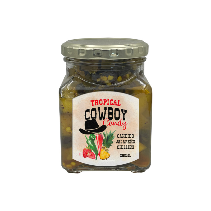 Cowboy Candy Jalepenos Tropical Jar Size Front